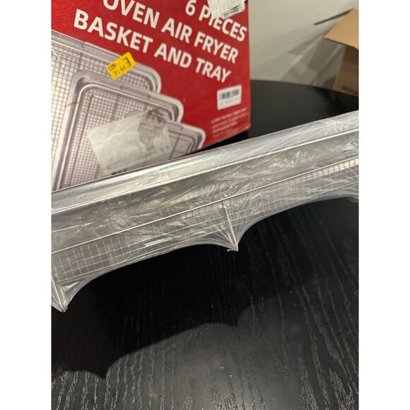 6-Piece Stainless Steel Oven Air Fryer Basket & Tray Set - 3 Sizes NIB - Picture 7 of 10